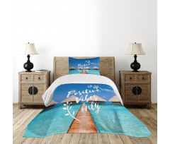 Positive Vibes Only Message Bedspread Set