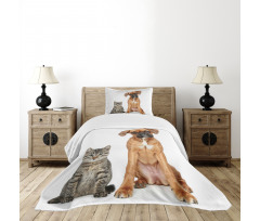 Cat Dog Animal Friends Bedspread Set