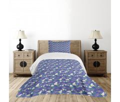 Peacock Tail Outlined Motif Bedspread Set