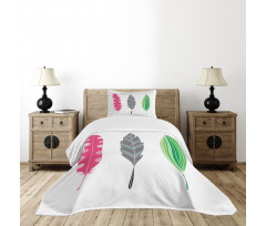 Funky Sketched 3 Plumes Bedspread Set