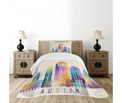 Outlined Monuments Skylines Bedspread Set