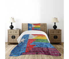 Brick Wall Grungy Texas Town Bedspread Set