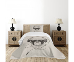 Retro Skull with Headphones Bedspread Set