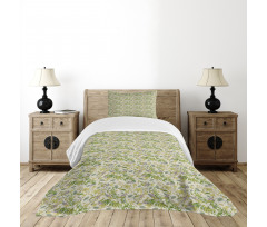 Garden Plants Floral Theme Bedspread Set