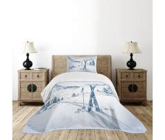 Landscape of Snowy Mountains Bedspread Set