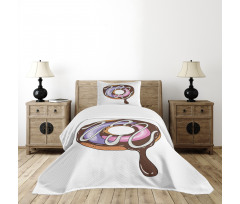 Doughnut American Food Theme Bedspread Set