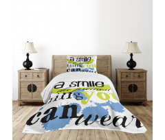 Uplifting Smile Happy Phrase Bedspread Set