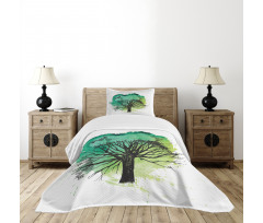 Blended Watercolor Leaf Bedspread Set