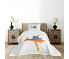 Colorful Ballerina Girl Pose Bedspread Set