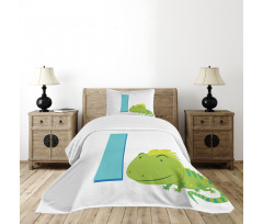 Cartoon Letter I and Animal Bedspread Set