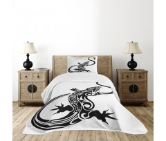 Lizard Silhouette Design Bedspread Set