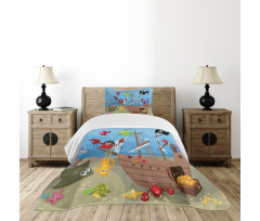 Ship Underwater Animals Bedspread Set