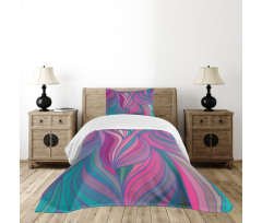 Curved Stripe Pattern Wavy Bedspread Set