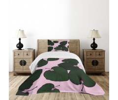 Tropical Foliage on Pink Bedspread Set