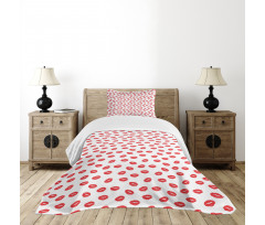 Red Kisses Imprint Bedspread Set