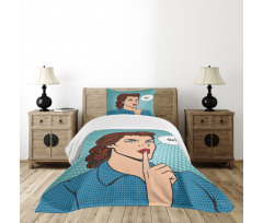 Top Secret Silence Retro Woman Bedspread Set