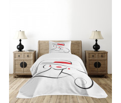 Black Stroke Contour Drawing Bedspread Set