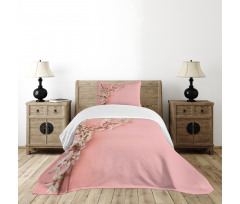 Tree on Pastel Pink Bedspread Set