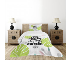 Phrase with Monstera Leaves Bedspread Set