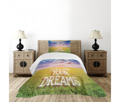 Green Field with Open Sky Bedspread Set