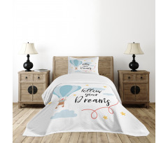 Hot Air Balloon Stars Clouds Bedspread Set