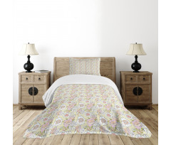 Pastel Tones Flowers Romance Bedspread Set