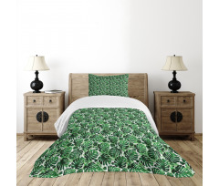 Splashed Monstera Leaves Bedspread Set