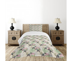 Wild Roses and Toucan Bird Bedspread Set