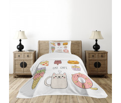 Cats Cafe Food Shapes Bedspread Set