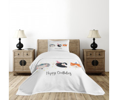 Hedgehog Cat Cursive Bedspread Set