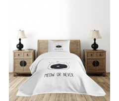 Meow or Never Word Fangs Bedspread Set