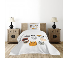 Wording Love Whiskers Happy Bedspread Set