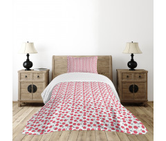 Simplistic Red Berry Pattern Bedspread Set