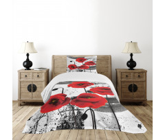 Grunge Brush Flowers Bedspread Set