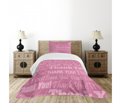 Thankful Message Pink Bedspread Set