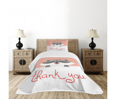 Cheerful Cartoon Raccoon Bedspread Set