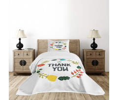 Typography Floral Wreath Bedspread Set