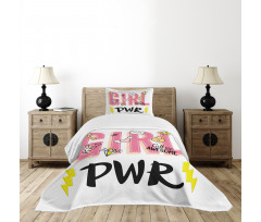 Girl Power with Hearts Bedspread Set