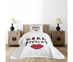 Lipstick in Text Design Bedspread Set