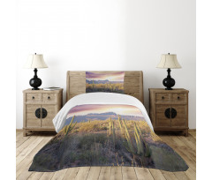 Saguaro Cactus and Mountain Bedspread Set