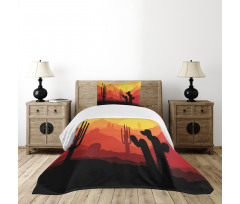 Cactus Silhouettes at Dusk Bedspread Set