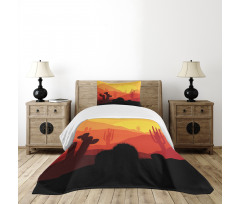 Western Cactus Silhouettes Bedspread Set