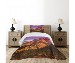 Cliffs Rocks and Violet Sky Bedspread Set