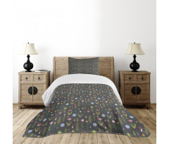 Minimal Cartoon Flowers Bedspread Set