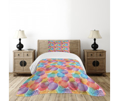 Rainbow Toned Circle Dots Bedspread Set