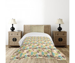 Nostalgic and Grunge Leaves Bedspread Set