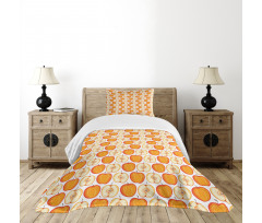 Warm Colored Fruity Items Bedspread Set