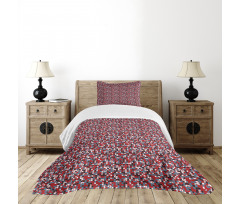 Colored Leaf-like Shapes Bedspread Set