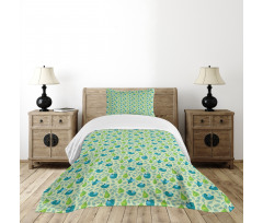 Pears with Small Sparrows Bedspread Set