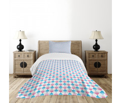 Diagonal Checkered Square Bedspread Set